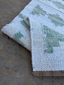 Luxury Handmade Eco-Friendly <b>Green</b> Geometric Hemp Modern Hallway <b>Runner</b> Rug | Premium Natural Washable & Custom Size - Product Image 6