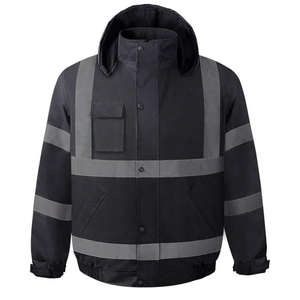 Chaqueta de Seguridad para Trabajo en Invierno con Franjas Reflectantes - Chaqueta Impermeable con Cierre Personalizado Estilo Sudadera para Hombre con Luces LED - Product Image 1