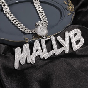 จี้มอสซาไนต์ Mallyb เงินแท้ 925 ชุบโรเดียม สร้อยคอตัวอักษรธีมฮิปฮอป เครื่องประดับผู้ชาย - Product Image 4