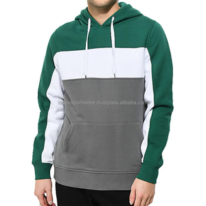 Sweat à capuche pour homme en polaire, color block noir et rouge, décontracté, coupe classique, tricoté, avec poches, pour l'automne - Product Image 3