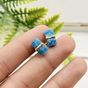 Raw Aquamarine <b>Stud</b> <b>Earring</b> Center Bezel <b>Set</b> Handmade Natural Gemstone January Birthstone Jewelry Gift for Women - Product Image 5