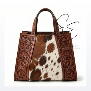 Sac fourre-tout en cuir artisanal style western Cowgirl Gypsy avec doubles poignées supérieures, grand sac de travail spacieux pour femme, sac à main haut de gamme - Product Image 2