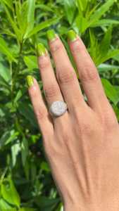 แหวนตราประทับเพชรหนา ดีไซน์โดดเด่น วงแหวนนิ้วก้อย 1.5 กะรัต 14.5 มม. ทอง 14k 18k ประดับเพชรทรงกลม ผู้ผลิตขายส่ง - Product Image 2