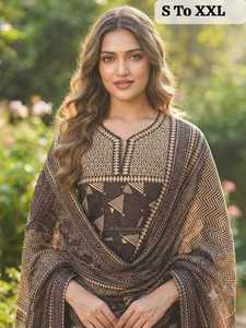 <b>Womens</b> Premium Cotton Digital Print 3-Piece Wrinkle Free Quick Dry All Seasons <b>Kurti</b> Pant Dupatta Set | Traditional Indian - Product Image 2