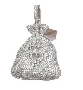 Hermosa moissanita plata esterlina dinero bolsa colgante Hip Hop personalizado dinero bolsa colgante regalo para aniversario - Product Image 1