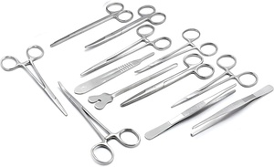 ชุดเครื่องมือผ่าตัดเล็กแบบพื้นฐาน 13 ชิ้น GUJJAR SURGICAL INTERNATIONAL  ทำจากสแตนเลส พร้อมกล่อง  กรรไกร คีม  เข็ม - Product Image 2