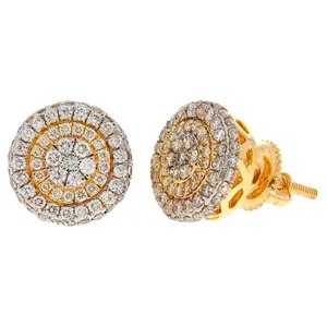 0.79 Ct Natural Round Cut Diamond Cluster <b>Stud</b> <b>Earrings</b> Solid 14k Yellow Gold Luxury IGI Certified Unisex - Product Image 1