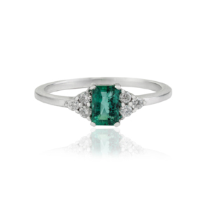 Best Selling Octagon Cut Natural <b>Emerald</b> & Diamond Bridal Fine <b>Ring</b> Jewelry In 925 Sterling <b>Silver</b> Wholesale Price - Product Image 1
