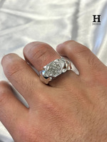Anillo de lujo para hombre con diamante hexagonal cultivado en laboratorio, solitario geométrico, banda de compromiso, estilo hip hop, anillo de pinky con incrustaciones de diamantes.