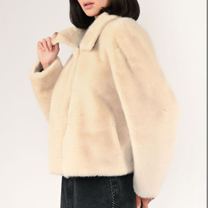 Women Sherpa fleece Faux Fur Wool Coat Breathable Warm Plush Casual hooded zipper collar <b>Jacket</b> snow wear comfy button closure - Product Image 4