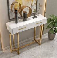 Table Console Multifonctionnelle Faite à la Main en Acier Doré, Écologique et Durable, Style Ferme Moderne, Idéale pour Appartement, Bureau, Hôtel - Offre Spéciale