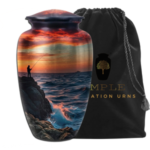 โกศบรรจุอัฐิสำหรับผู้ใหญ่ ลายตกปลา ขนาด 220 คิวบิกอินช์ เป็นมิตรกับสิ่งแวดล้อม ดีไซน์ปรับแต่งได้ ทนทาน ทำจากอะลูมิเนียม - Product Image 1