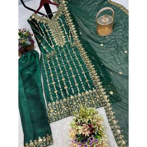 Beau haut de fête pour femmes-Ensemble Pent et Dupatta Apparence élégante - Product Image 2