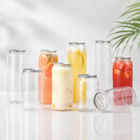 Boîtes de boisson en PET transparentes avec couvercles en aluminium faciles à ouvrir, 250 ml, 330 ml, 500 ml, emballages de boissons en plastique jetables pour jus et sodas
