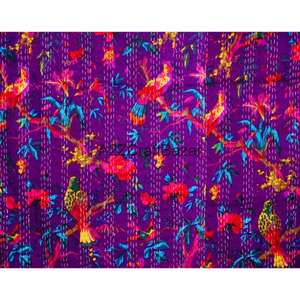 Colcha Kantha Vintage Hecha a Mano, 100% Algodón Orgánico Puro, Reversible, Ecológica, para Todas las Estaciones, para Hogar y Hotel, India - Product Image 2