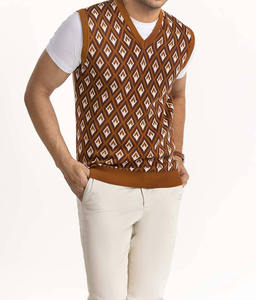 Nouveau design, cardigan à manches longues, col en V, logo de la marque, tricot brodé, patch en chenille personnalisé, pull pour homme - Product Image 6