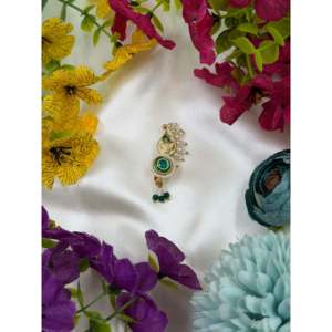 Indian Ethnic Fashion Brass Nose Ring-Gayatri Traditional Hinduism Artificial Jewellery - Product Image 1