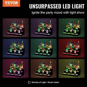 24 \ "mensola da Bar per bottiglie di liquori illuminate a LED in 3 fasi con ripiani da parete e Display per il controllo delle App - Product Image 2