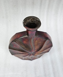 Handmade Aluminum Casted Silver Modern <b>Tabletop</b> Vase Rustic Textured Design Decorative Art Piece - Product Image 4