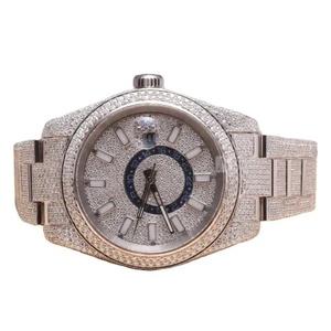 Montre mécanique en acier inoxydable incrustée de diamants, montre-bracelet analogique ronde, résistante à l'eau, affichage de la date pour femmes - Product Image 1