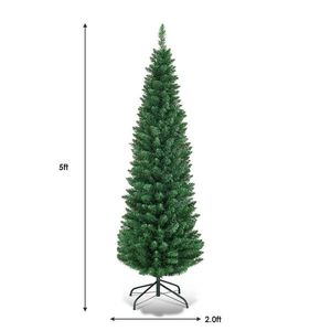 Albero di Natale Artificiale Sottile in PVC da 5/6/7/8/9 Piedi con Supporto in Metallo Resistente - Product Image 2