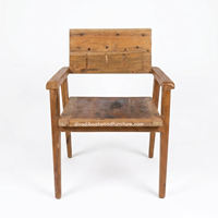 DIVADI Chaise de salle à manger rustique artisanale durable avec accoudoirs et dossier en bois de bateau récupéré, écologique, mobilier antique pour maison, villa, hôtel