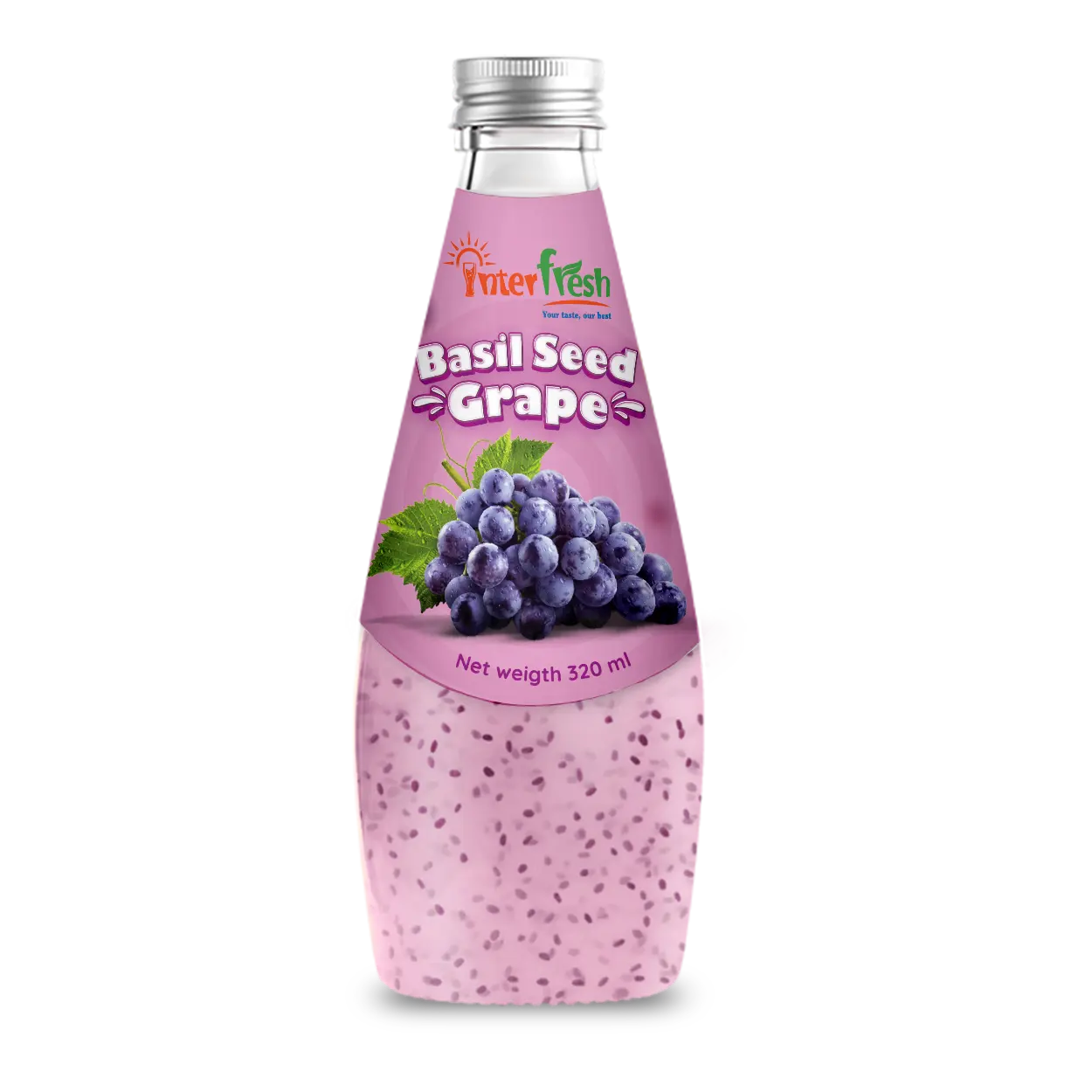 Fesleğen tohumu içeceği meyve suyu ile 290ml cam şişe imalatçıdan taze yiyecek ve içecek şirketi sınırlı