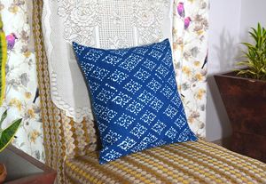 ปลอกหมอนอิงพิมพ์ลายบล็อกอินดิโก้ทำมือ ผ้าฝ้ายพรีเมียม - Product Image 3