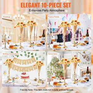 10 pezzi 43cm/16.9 'alta oro metallo tromba fiore di nozze vaso elegante per la decorazione della tavola - Product Image 6