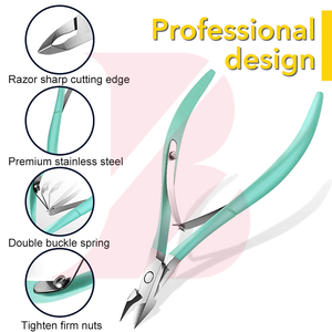 Coupe-cuticules professionnel en acier inoxydable, manche doux au toucher, vert menthe, antidérapant, outils de manucure de qualité supérieure - Product Image 2
