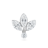 Pendientes de Diamantes Cultivados en Laboratorio, Corte Marquesa y Redondo, Certificados por IGI, DEF VVS VS, Oro, Plata, Diseño de Racimo Multicristalino, Pendientes Colgantes