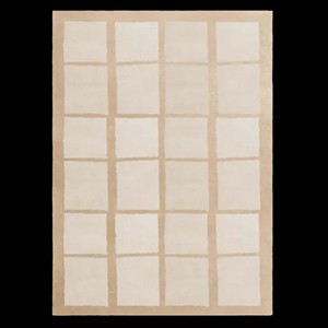 Solid Beige Woolen Rug Abstract Block Pattern Area Rug Modern Hand Tufted Living Room Bedroom Office Contemporary Floor Carpet - Product Image 1