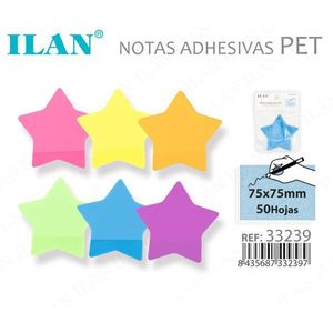Ilan Foglietti Adesivi PET 75x75mm Stella 50 Fogli - Product Image 1