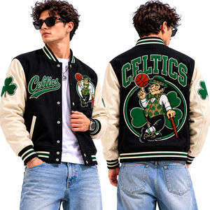 Baseball <b>Jacket</b> Wholesale Custom Embroidered Team Logo Front Back Wool <b>Leather</b> Sleeves Snap Button OEM Fashion Unisex Sportswear - Product Image 3