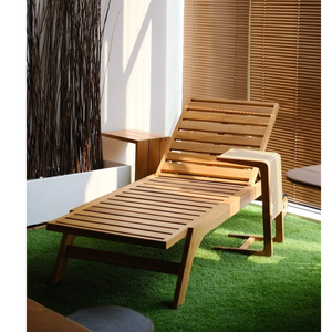 Chaise longue de jardin en bois de teck de qualité supérieure, réglable, pour jardin, patio, balcon et mobilier de détente pour les centres de villégiature - Product Image 1