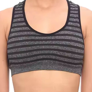 <b>Top</b> Class Striped Scoop Neck <b>Racer</b> <b>back</b> Sports Bra Medium Support Breathable Yoga Active wear Spandex Polyester Sports Bra - Product Image 3