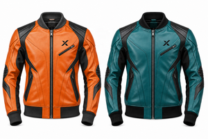 Blouson de moto en cuir style bomber |   Noir Bleu Orange Teal |   Fabricant OEM ODM |   Qualité de conception haut de gamme |   Vêtements de course | - Product Image 5