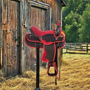 TI101OA053 Silla de montar western personalizada de marca, cuero sintético PU, asiento suave, armazón de fibra de vidrio, herrajes de acero inoxidable - Product Image 4