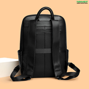 Sac à dos pour ordinateur portable en cuir véritable grande capacité, imperméable, respirant, personnalisable, décontracté, pour affaires, école, voyage, unisexe, extérieur - Product Image 3