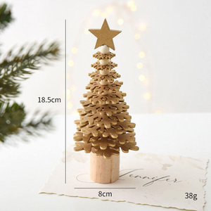 Nouveau mini sapin de Noël en bois avec étoile, petit ornement de Noël pour bureau, cadeau de Noël - Product Image 5