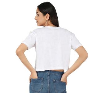 Camiseta Corta Ecológica para Mujer, Negra y Blanca, de Manga Corta, Cuello Redondo, Tejido de Punto, Corte Holgado, para Gimnasio - Product Image 2