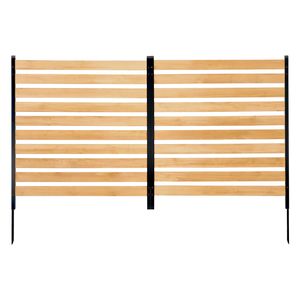 Elegante Recinzione in Legno per la Privacy 96,5 cm L x 106,7 cm L, 2 Pannelli a Doghe, Schermo per Condizionatore, Recinto per Attrezzature da Piscina, Pali in Metallo, Confezione da 2 - Product Image 1