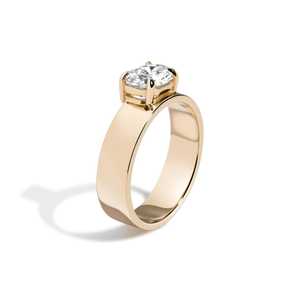 1 Carat Elongated Octagon Brilliant Lab Grown Diamond Engagement <b>Rings</b> Custom 14K 18K Solid Gold Offset Claw Set 5mm Wide Bands - Product Image 5