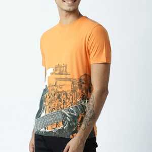 Men Orange Short Sleeve <b>T</b>-<b>Shirt</b> With <b>Guitar</b> Photo Print Regular Fit O-Neck Casual Jersey Cotton Design Men <b>T</b> <b>Shirts</b> online. - Product Image 4