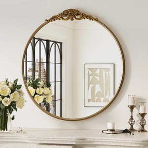 Ornate Round Wall <b>Mirror</b> – Vintage Gold Decorative <b>Frame</b> <b>Mirror</b> for Living Room, Bedroom & Luxury Home Decor - Product Image 1