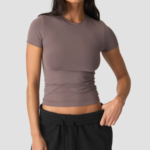 Camiseta Deportiva Personalizada de Fábrica, Corte Ajustado, Diseño Corto, para Mujer, Verano, Absorbe la Humedad, Ajuste Musculoso - Product Image 1