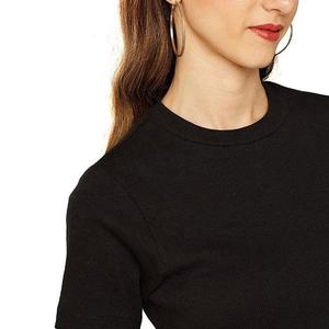 Custom Your Own Logo Casual Summer Stylish Pure Color V Neck Slim Fit Breathable Quick Dry Anti-shrink Jersey Knit T-Shirt Women - Product Image 6