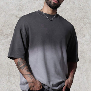 T-shirts pour hommes en coton lourd surdimensionnés, personnalisables, effet délavé, de haute qualité, respirants, col rond, manches courtes, directement de l'usine - Product Image 1
