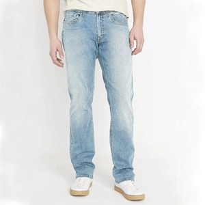 Jeans de Mezclilla Lavados con Efecto Desgastado, Corte Recto, Cintura Media, Ajuste Regular, Largura Completa, Estilo Casual, 100% Algodón, Lavables, Color Sólido, para Primavera - Product Image 1