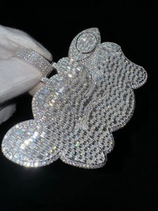 Pendentif Ananas Cartoon en Moissanite, Argent 925, Diamant Taille Baguette, Bijoux de Luxe, Cadeaux, Pendentif Hip Hop Iced Out pour Hommes - Product Image 3